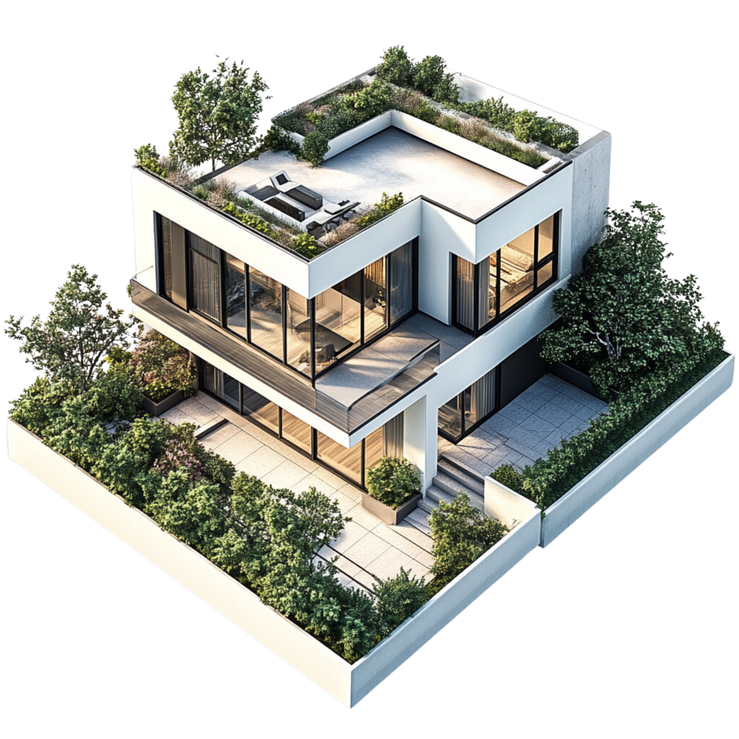 Projeto 3D de arquitetura residencial desenvolvido pela Módulo Construtora